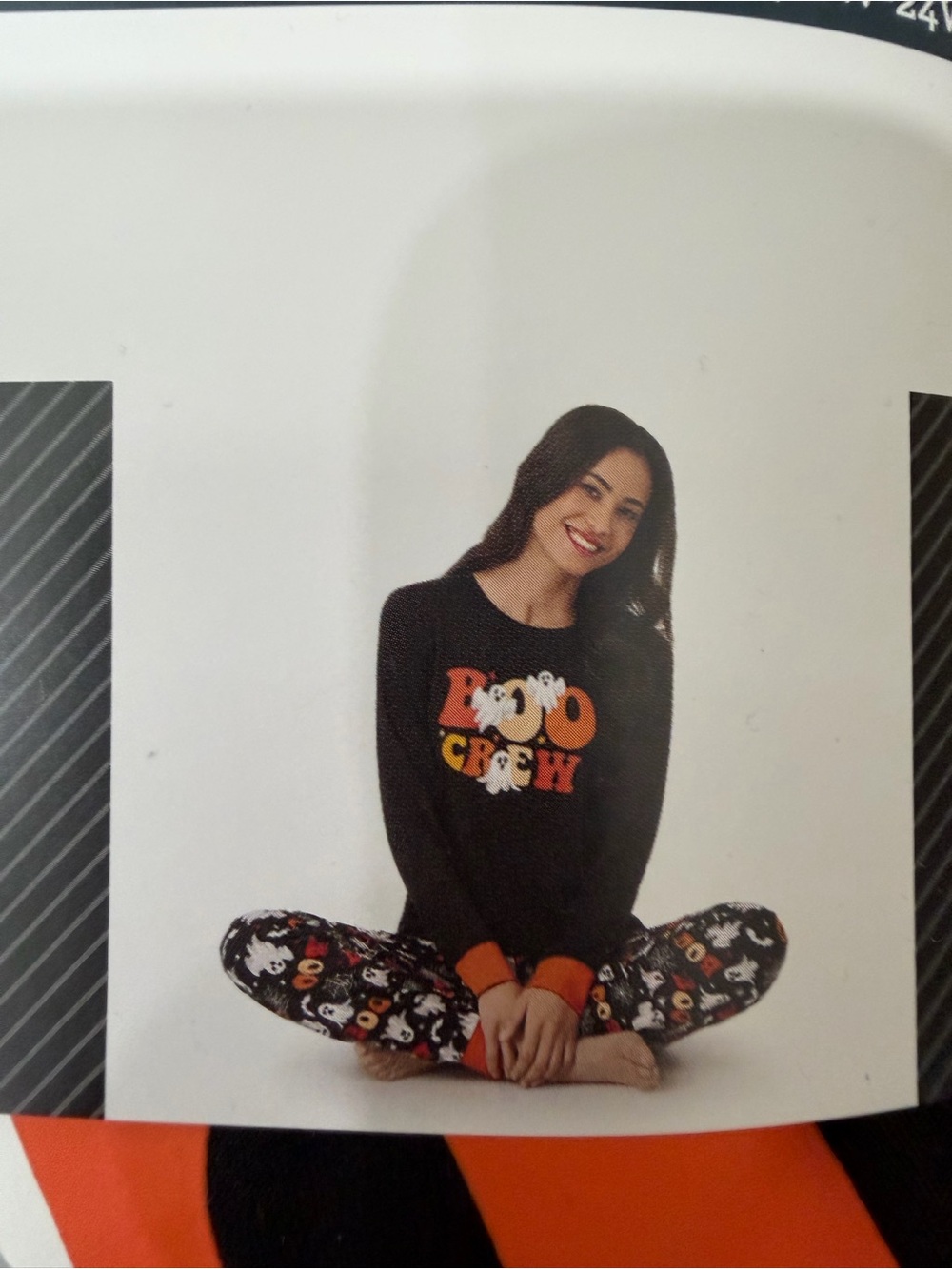 Black & Orange "Boo Crew” Halloween Pajama set Women’s